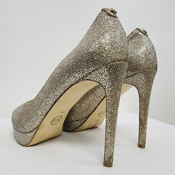 Michael Kors Platform Pumps Gold Shimmer 8.5 - Picture 4 of 8